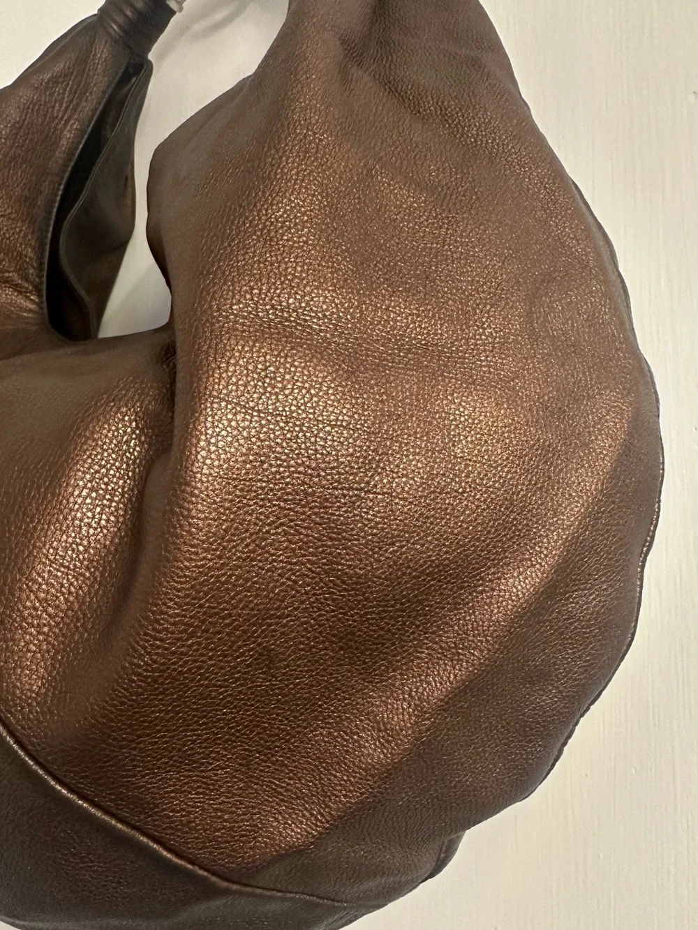 Bvlgari Chocolate Brown Leather Hobo Mombasa Silver Tone Handle Bag Bulgari Vtg